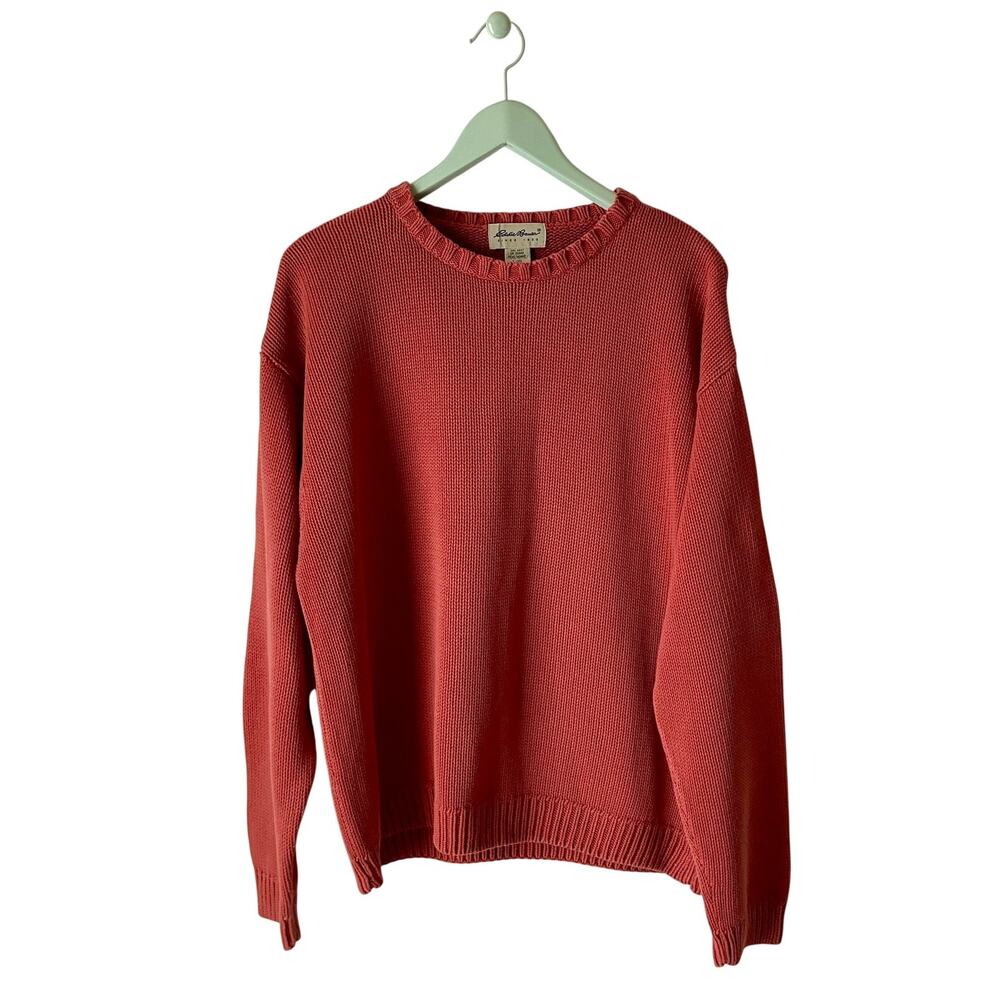 Eddie Bauer Orange Cotton Knit Sweater Size Large